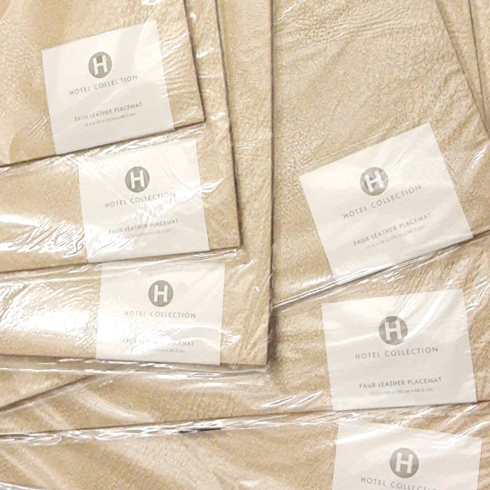 Hotel Collection Faux Leather Dining Placemat METALLIC GOLD Macy’s 6 Pcs